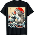 Funny Cat Shirts, Catzilla Cat Japanese Art Funny Cat Gifts For Men Women T-Shirt - Menswear Top