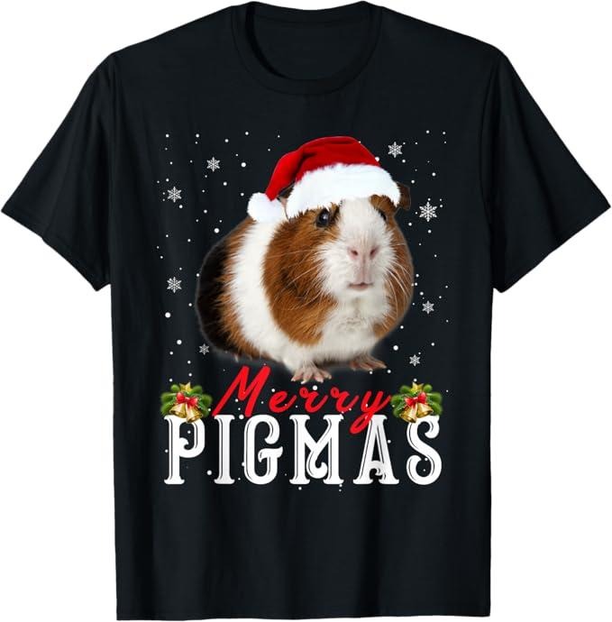 Funny Christmas Shirt, Christmas Gift, Merry Pigmas Face Mask Funny Guinea Pig Christmas Santa Xmas T-Shirt - Menswear Top