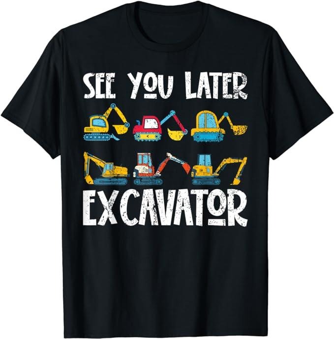 Funny Construction Work Shirts, Excavator Digger Funny Construction Work Vehicle Excavator T-Shirt Menswear Casual Cotton