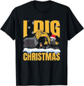 Funny Construction Work Shirts, I Dig Christmas Funny Construction Work Excavator Christmas T-Shirt Menswear Casual Cotton