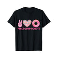 Funny Doughnut Donut Lover - Peace Love Donuts Themed T-Shirt Black casual short sleeve men's sport T-shirt 220g made in usa