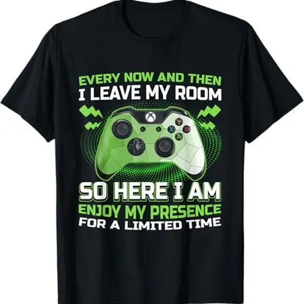 Funny Gaming Every Now And Then I Leave My Room Gamer Gifts T-Shirt - Casual Basic Smooth