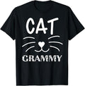 Funny Grandma Shirt, Gift For Grandmother, Cat Grammy T-Shirt Casual Cotton Top