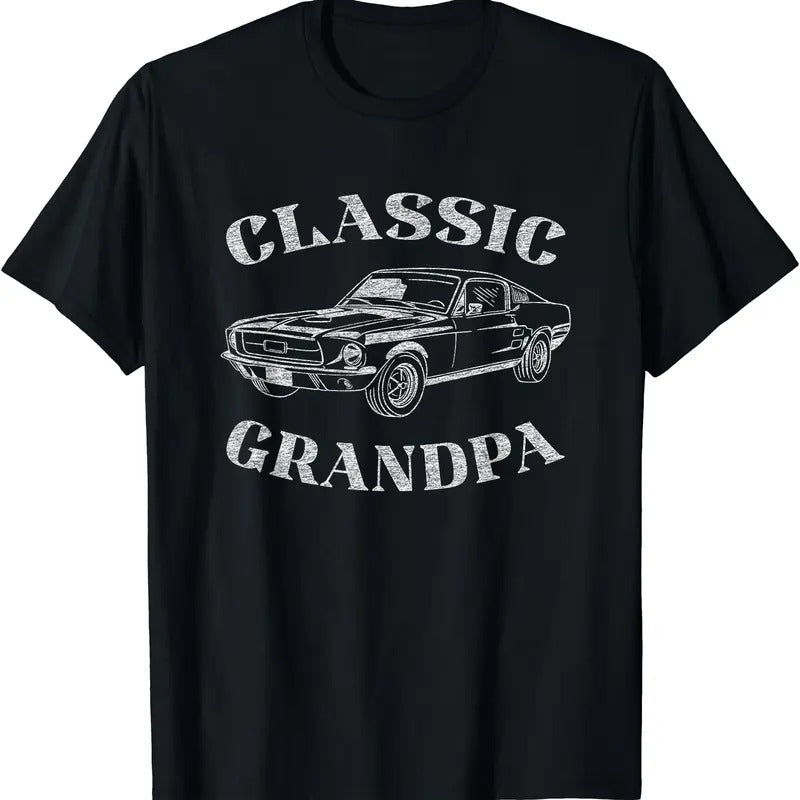 Funny Grandpa Classic Car Graphic T-Shirt
