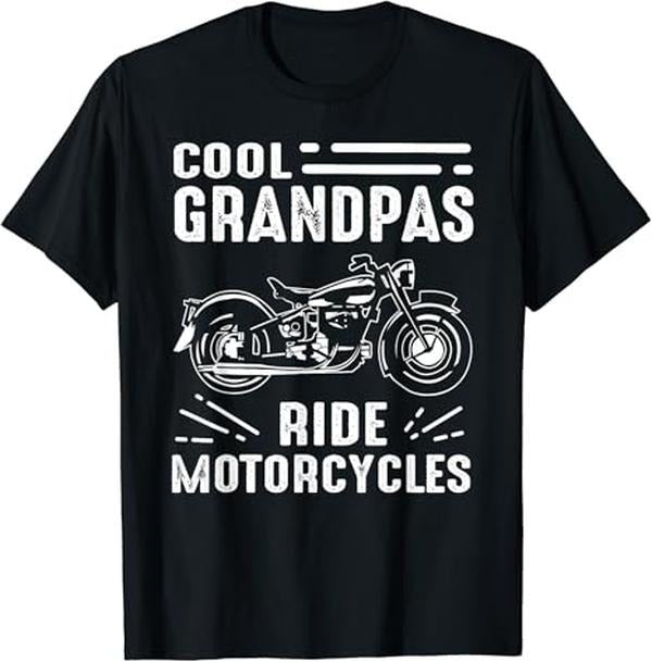 Funny Grandpa Shirt, Gift For Grandfather, Grand Father Biker T-Shirt Menswear Casual Cotton Top