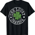 Funny Grandpa Shirt, Gift For Grandfather, One Lucky Grandpa Funny Irish Shamrocks St Patrick's Day T-Shirt Menswear Casual Cotton Top