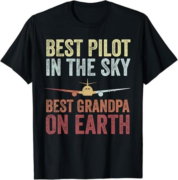 Funny Grandpa Shirt, Gift For Grandfather, Pilot Grandpa Funny Flying Grandpa Retirement Aviator T-Shirt Menswear Casual Cotton Top