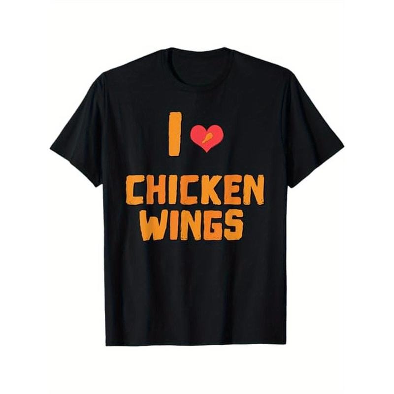 Funny I love Chicken Wings T-Shirt Fast Food Shirt Gift T-Shirt, 100% Cotton, Gift for Men Women Dad Mom Friends, S-XXXL, Black made in usa