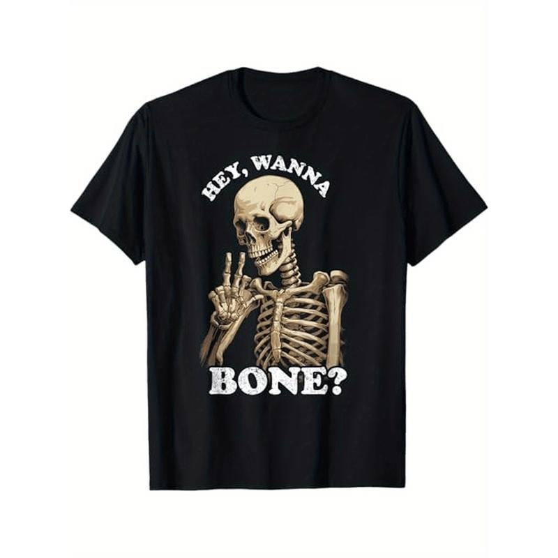 Funny Inappropriate Halloween Tshirt For Men Women Skeleton T-Shirt, 100% Cotton, Gift for Men Women Dad Mom Friends, S-XXXL, Black made in usa