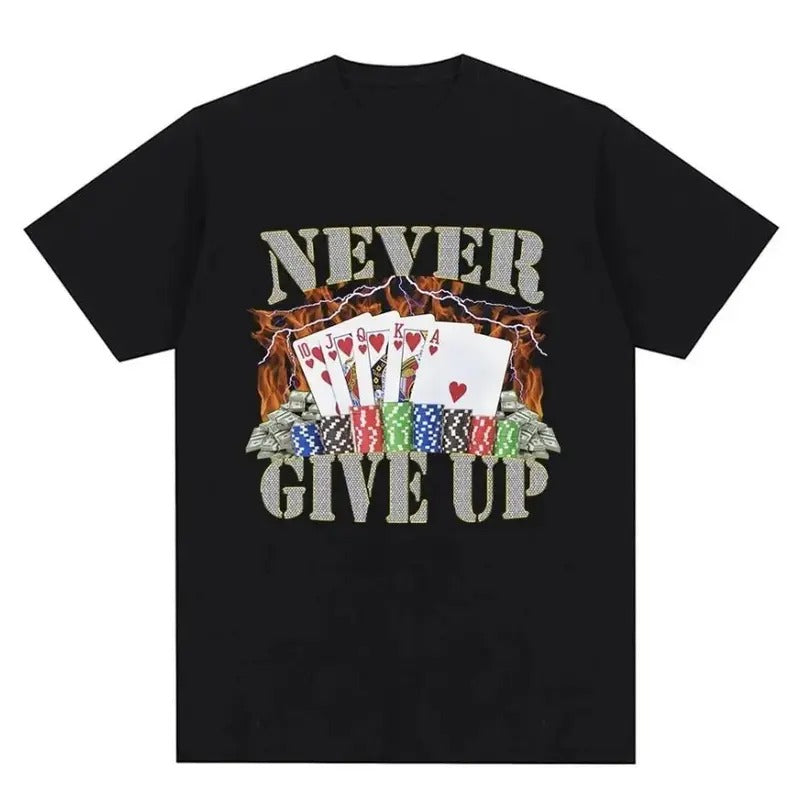 Funny Meme 2024  Never Give Up Meme Graphic T-shirt Men Clothes Fashion Hip Hop TShirt