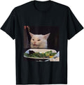 Funny Meme Shirts For Men, Dinner Table Cat Meme Funny T-Shirt Menswear Top