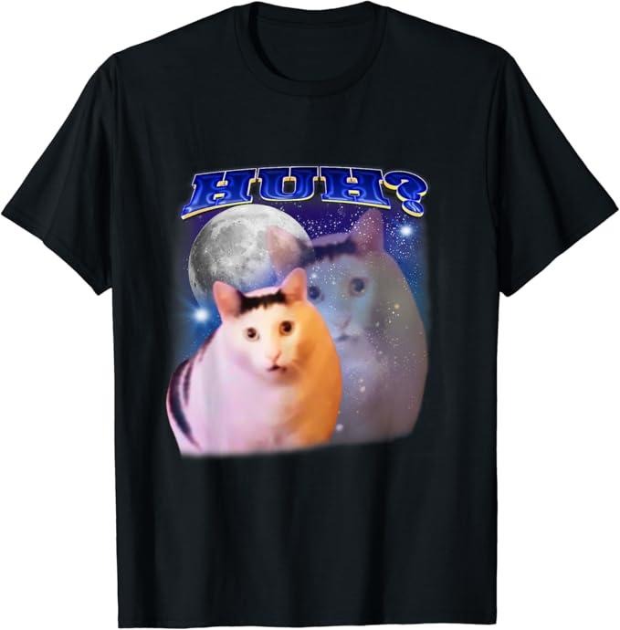 Funny Meme Shirts For Men, Funny Meme Huh Cat T-Shirt Menswear Top