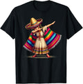 Funny Mexican Shirts, Funny Dabbing Mexican Poncho Sombrero Cinco de Mayo Girl T-Shirt Menswear Top Casual Classic