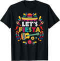 Funny Mexican Shirts, Lets Mexican Fiesta Cinco De Mayo Party Colorful Guitar Fun T-Shirt Menswear Top Casual Classic