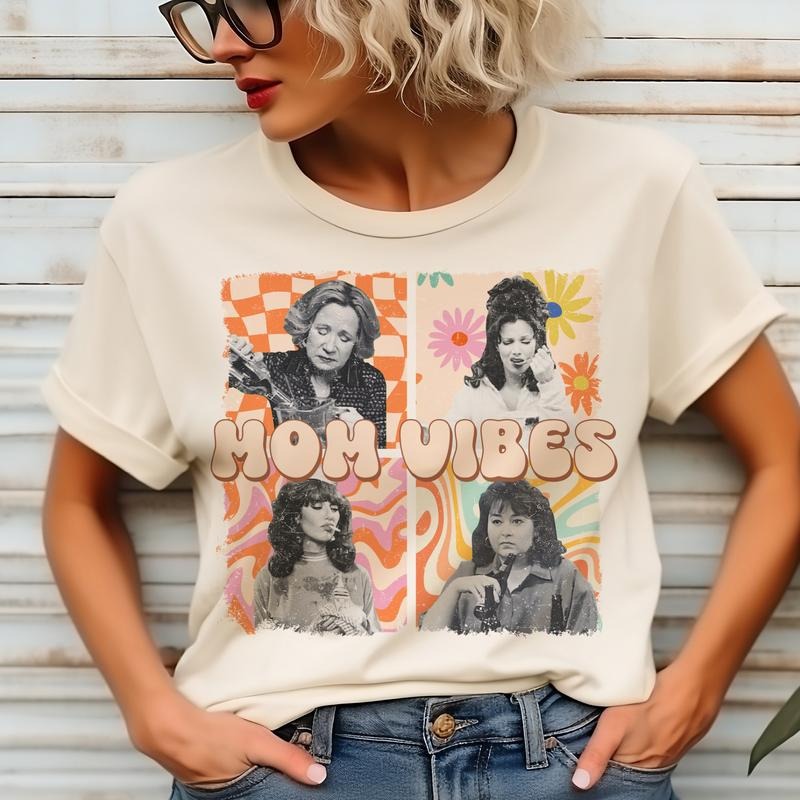 Funny Mom Vibes Tee Trendy Mom Outfit Mom Vibes Tops Wine Mom Tees TV Mom Tshirts Sarcastic Mama T-Shirts Womens Mama Tshirts