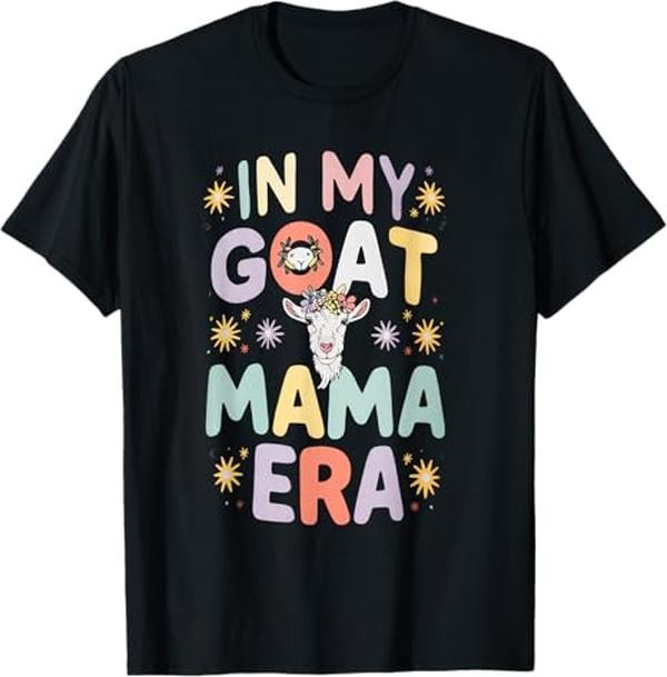 Funny Mother Shirts, Gift For Mom, Funny In My Goats Mom Era Groovy Mama Mothers T-Shirt - Menswear Top