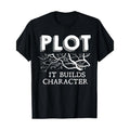 Funny Plot It Builds Character Book Reading Teacher Gift T-Shirt - 220g made in usa