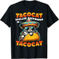 Funny Taco Shirts, Gifts For Mexican Food Lovers, Tacocat Spelled Backwards is Tacocat Funny Mexican Taco Cat T-Shirt Menswear Top Casual Classic