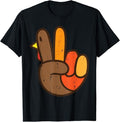 Funny Thanksgiving Shirts, Peace Sign Turkey Hand Cool Thanksgiving Hippie T-Shirt - Menswear Top