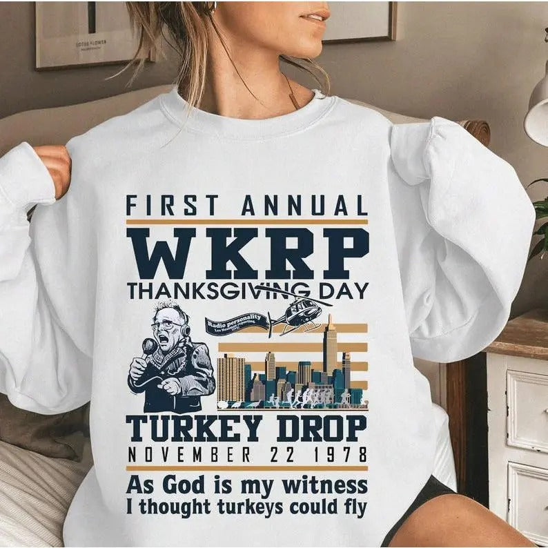 Funny Thanksgiving Wkrp Turkey Sweatshirt TShirt, First Annual Wkrp Thanksgiving Day, Unisex Short Sleeve Tee