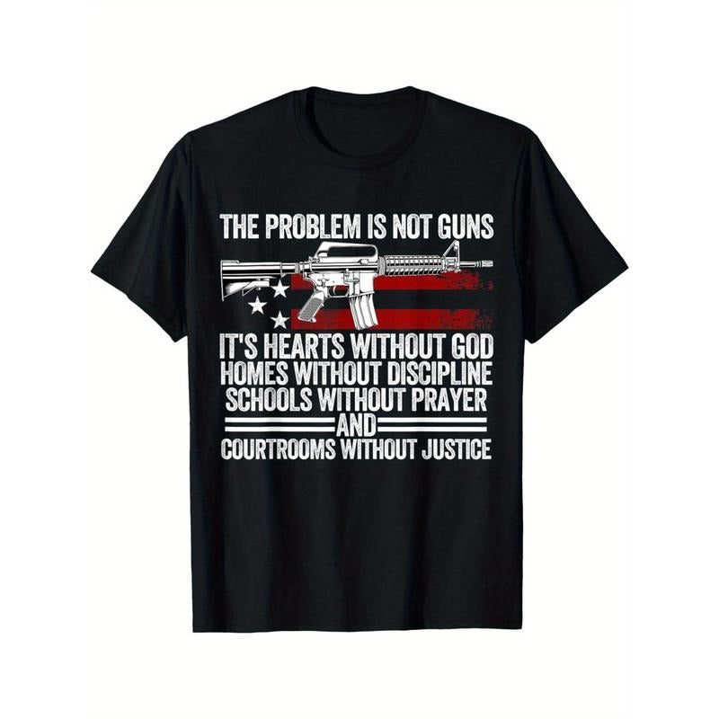 Funny The Problem Is Not Guns It's Hearts Without God Pure Comfort in Style Men's Classic Print Short Sleeve Round Neck Tee made in usastyle{n002}2