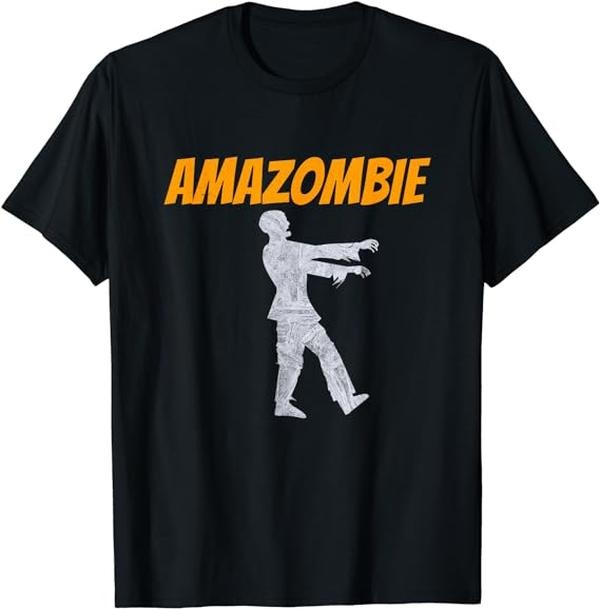 Funny Work Shirts, Amazombie Coworker Gift Associate Warehouse Zombie T-Shirt Tee Casual Cotton