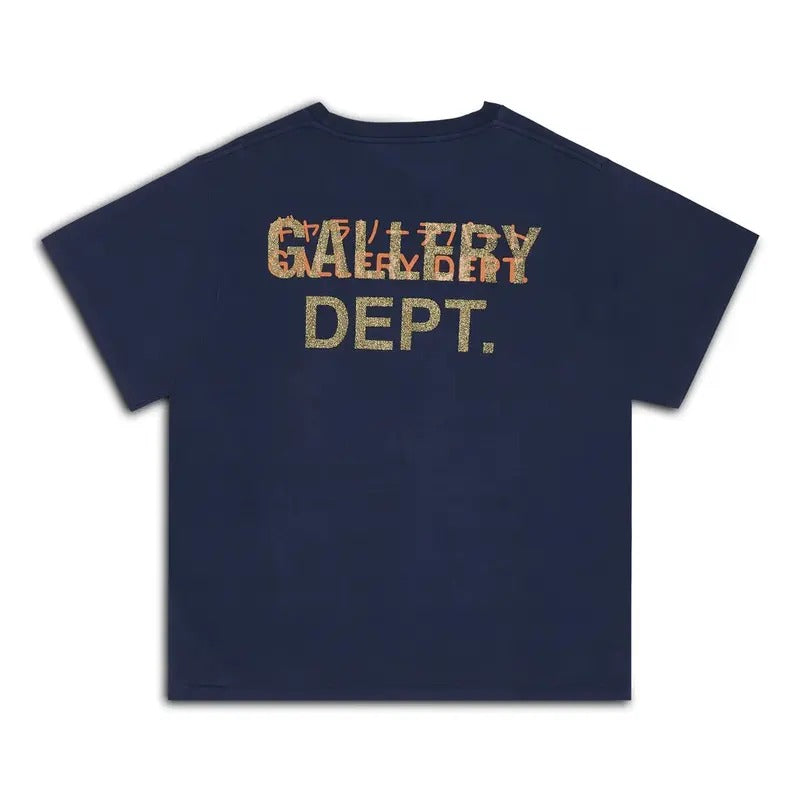GALLERY DEPT TOKYO GD TEE Tokyo Exclusive English Printed Round Neck Short Sleeve T-shirt Navy Blue
