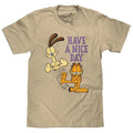 Garfield and Odie Shirt Have A Nice Day Cartoon T-Shirt - Cream
