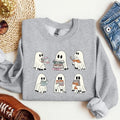 Ghost Reading Books Sweatshirt, Bookish Halloween Crewneck, Gift for Librarian Sweater, Funny Ghost Reading Shirt, Librarian Sweatshirt Cotton