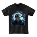 Giant Cat Burst Out from Forest Shooting Laser - Short Sleeve Unisex, Men Made in USA