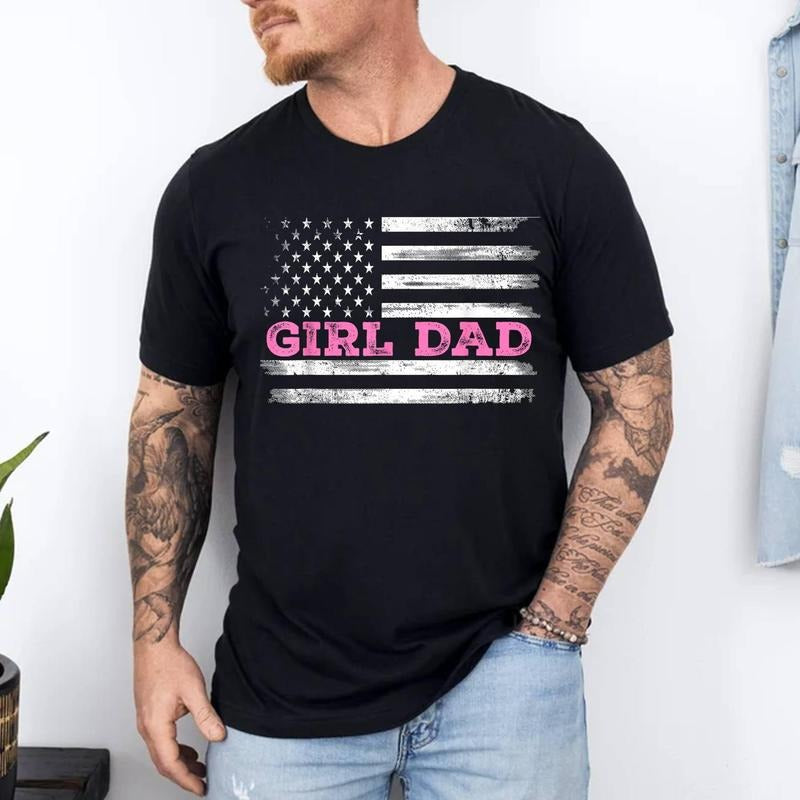 Girl Dad Father's Day Dad Daughter, Dad Of Girls Outnumbered T-Shirt | Unisex Cotton Tee, Top Menswear