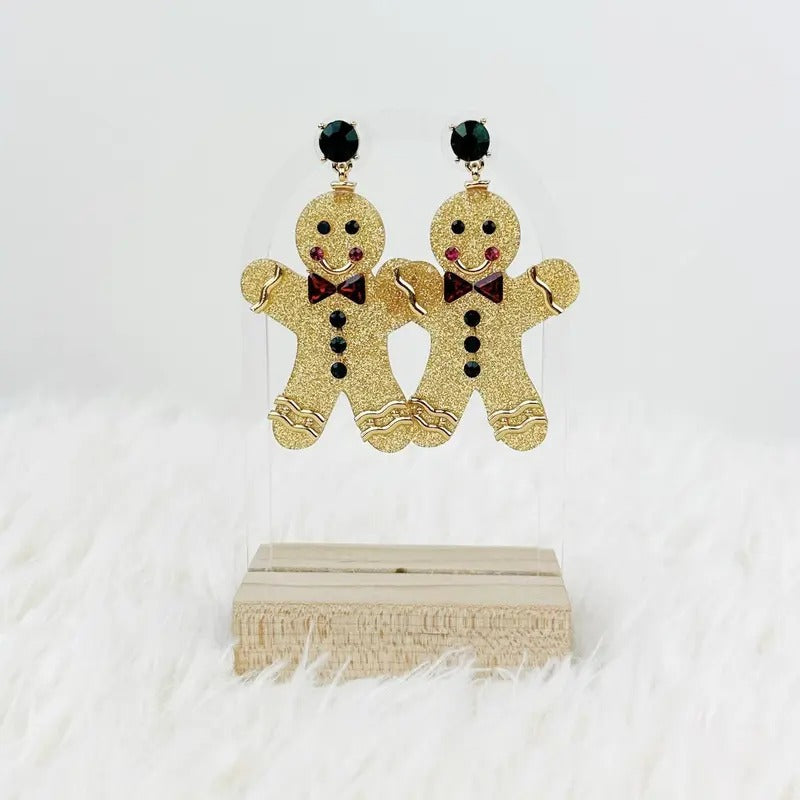 Glitter Gingerbread Man Earrings *Final Sale*