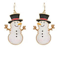 Glitter Snowman Drop Earrings
