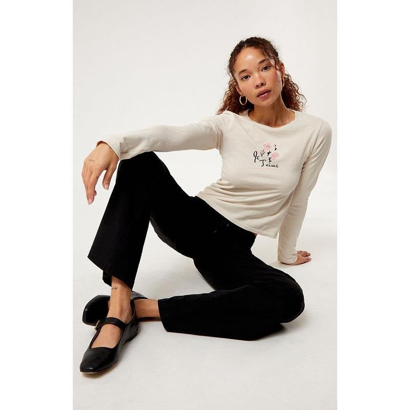 Golden Hour Women's Je t'aime Watercolor Flower Long Sleeve T-Shirt