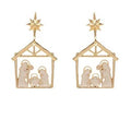 Golden Nativity Scene Earrings