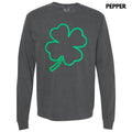 Green Puff Shamrock Long Sleeve Comfort Colors T-Shirt