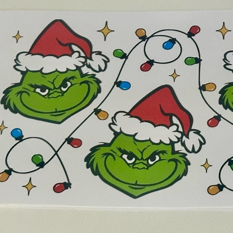 Green man Christmas Lights Vinyl Wrap for 16 oz Libbey