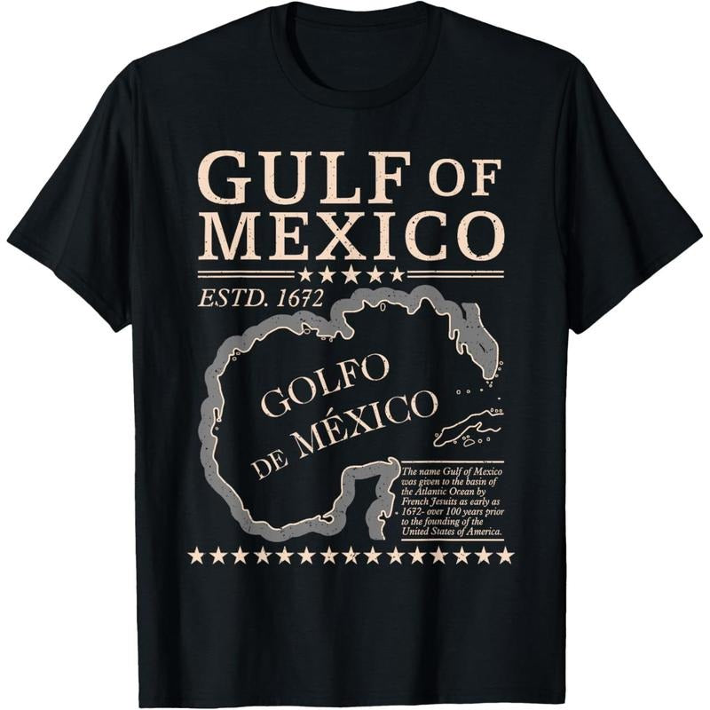 Gulf Of Mexico 1672 Historic Map Coastal History T-Shirt made in usa