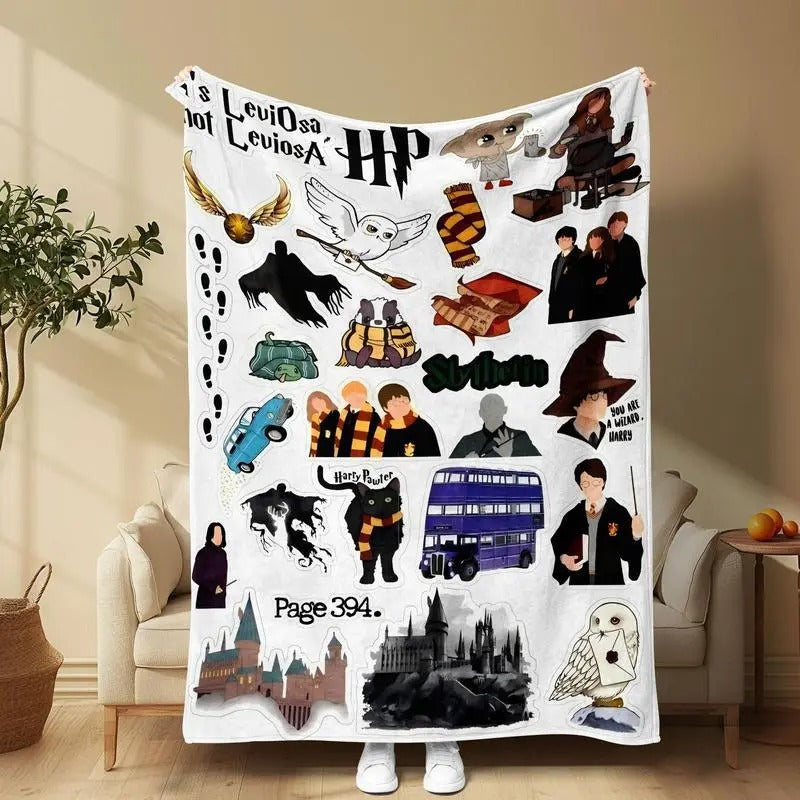 H.Pot|ter Pattern Blanket, 1 Count Soft Comfortable Warm Napping Throw Blanket, Cool Bedroom Bedding Blankets for Home Office Travel Camping