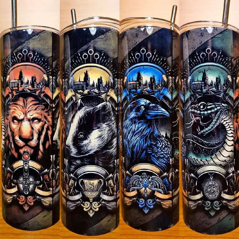 HP House 20oz Tumbler Bottle Drinkware Metal Stainless Straw Stylish Water Bottles Drink Steel Cup