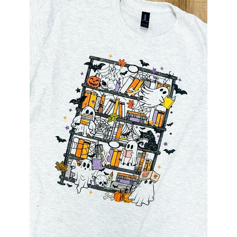 Halloween Bookshelf Graphic Top