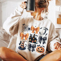 Halloween Coquette Shirt, Halloween Pumpkin With Bows Cute Halloween Sweatshirt, Preppy Spooky T-shirt, Spiders Ghost Hunted House
