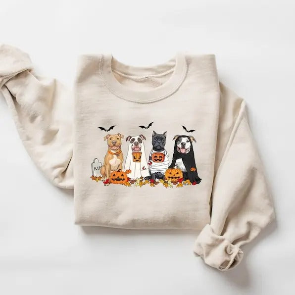 Halloween Dog Sweatshirt, Pitbull Ghost Dogs sweatshirt, Halloween Sweatshirt, Halloween Sweater, Ghost Dog Shirt, Pitbull Halloween  T-shirt, sweater and Hoodie