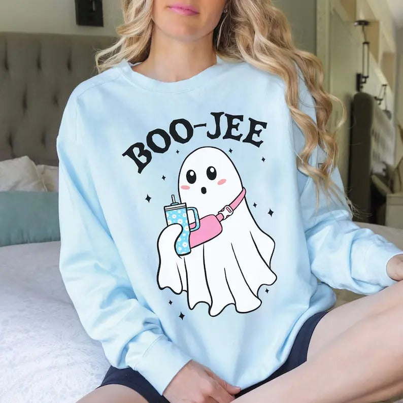 Halloween Ghost Sweatshirt, Boo Jee Shirt, Boo Shirt, Spooky Ghost Hoodie, Spooky Season Ghost Sweater, Spooky Vibes Shirt, Halloween Giftsstyle{n002}2