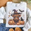Halloween Highland Cow Sweatshirt - Ash Grey - Halloween Sweatshirt