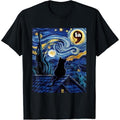 Halloween Starry Night Black Cat Comma La Kamala Harris T-Shirt made in usa