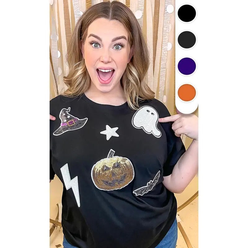 Halloween Things Sequin Graphic T-Shirt