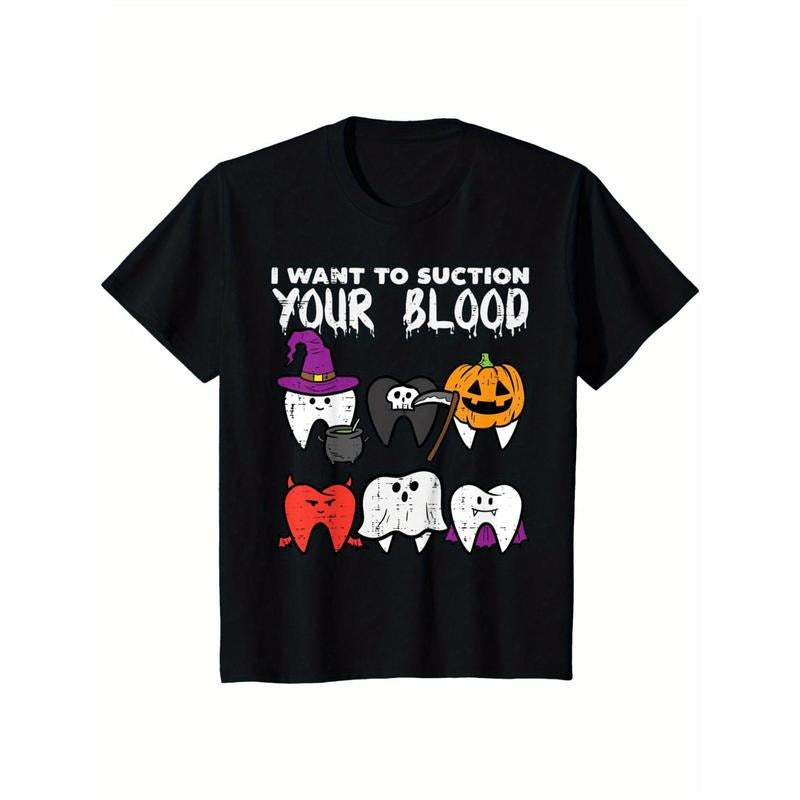Halloween dental Vampire dental costume for men T-shirt Made in USA