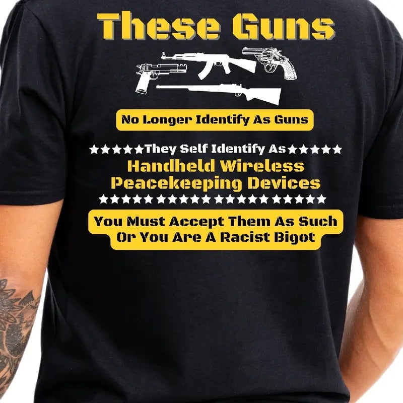 Handheld Wireless Peacekeeping Device T-Shirt Menswear gun control