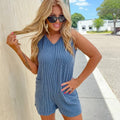 Handle My Own Navy Ribbed Romper